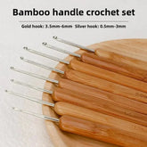 Juego completo de agujas de crochet con mango de bambú DS