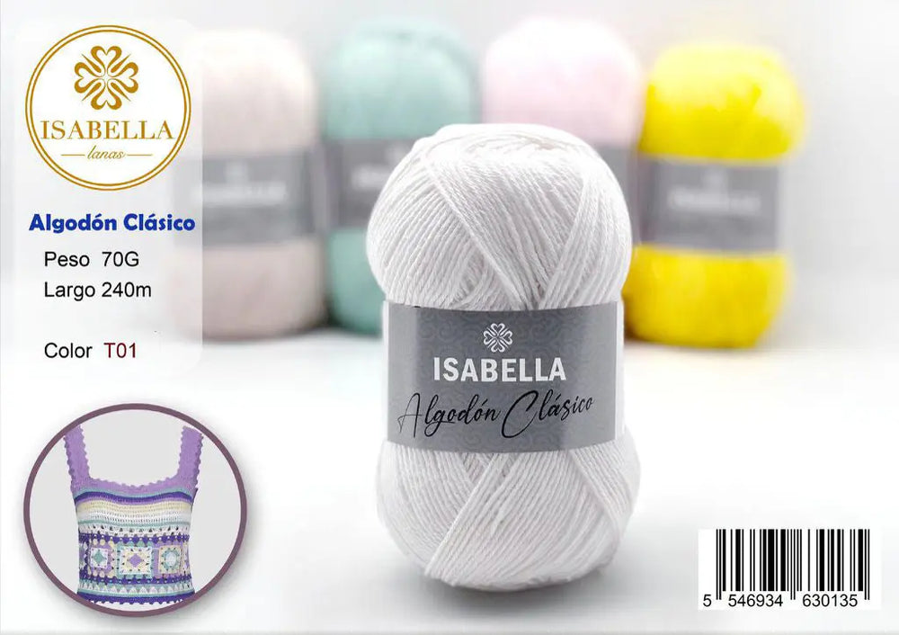 Hilo de Algodón Isabella Clásico 70g ISABELLA 纱线