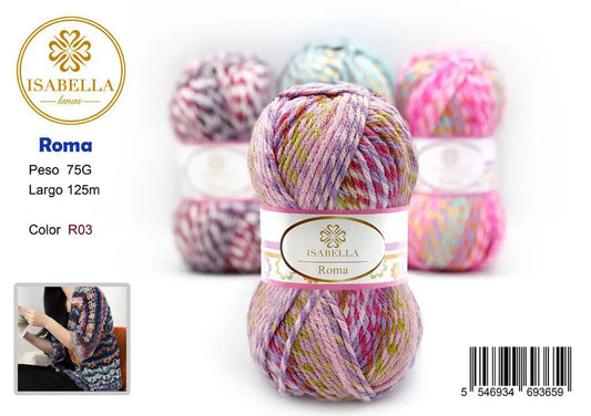 Ovillo de Hilo Isabella Roma 75g - Calidad y Versatilidad para tus Proyectos de Tejido ISABELLA 纱线