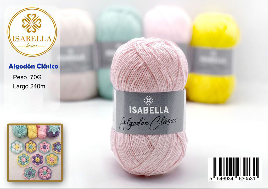 Ovillo de Algodón Isabella Clásico 70g