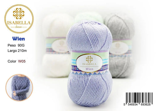 Ovillo de Hilo Isabella Wien 90g con 210m de Longitud ISABELLA 纱线