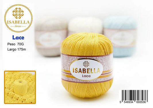 Hilo Isabella Lace 70g Suave y Duradero ISABELLA 纱线