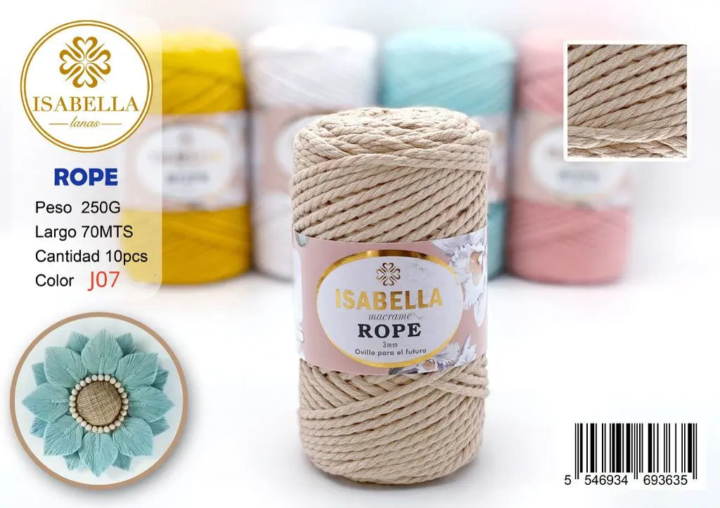 Hilo Isabella Diy Rope 3mm ISABELLA 纱线