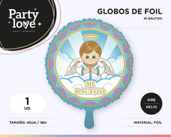 GLOBO DECORATIVO FOIL REDONDO BAUTIZO BOY 45CM XOCO