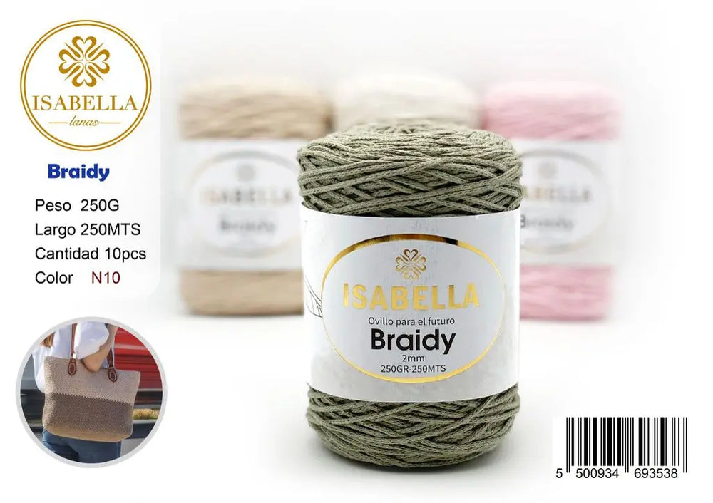 DIY BRAIDY 2MM 250G ISABELLA 纱线