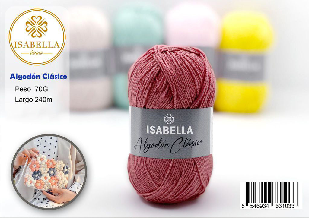 Ovillo de Algodón Isabella Clásico 70g