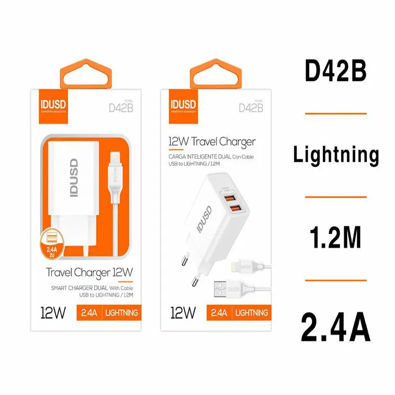 Cargador 12W 2usb+Cable Lightning 1.2M 威锋电子