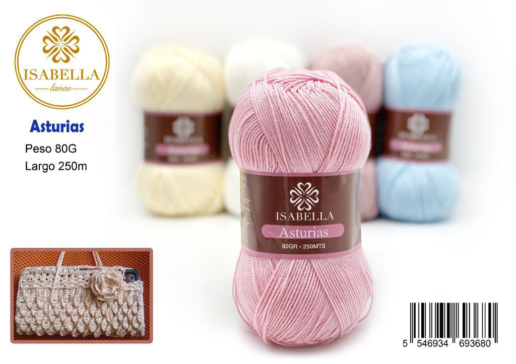 Ovillo de Hilo Isabella Asturias 80g de Calidad Premium