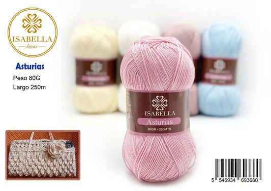 Ovillo de Hilo Isabella Asturias 80g de Calidad Premium ISABELLA 纱线