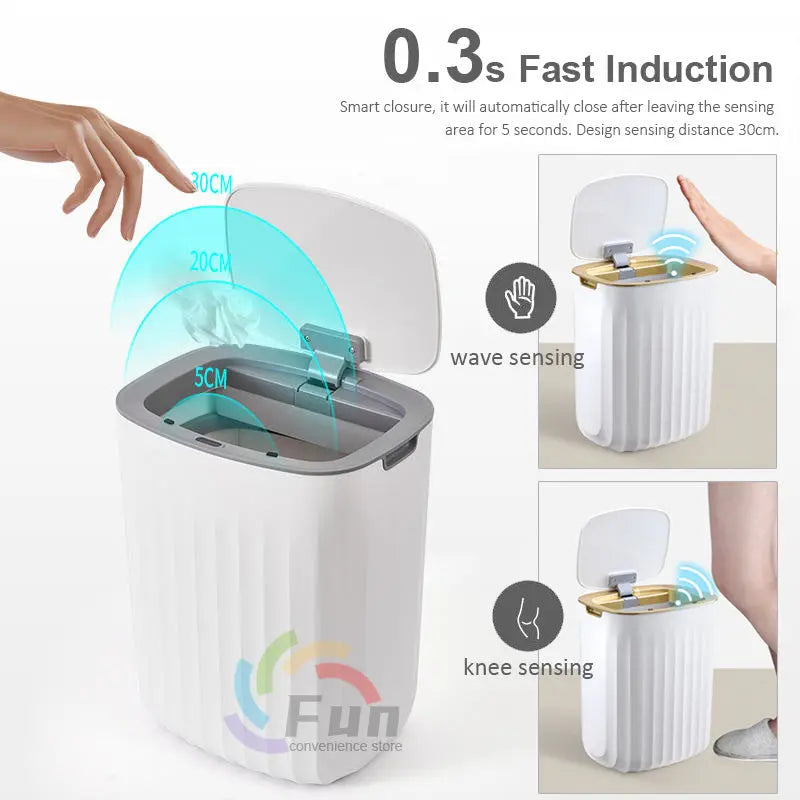 Smart Trash Can With Lid For Bedroom And Living Room Kitchen Storage Box Trash Can Induction Small Car Box Automatic Smart Dustbin Smart Trash Bin Melissa