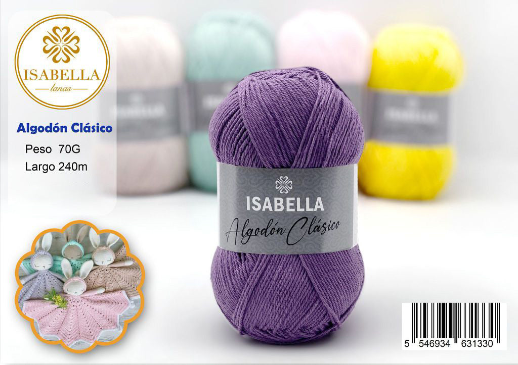 Ovillo de Algodón Isabella Clásico 70g