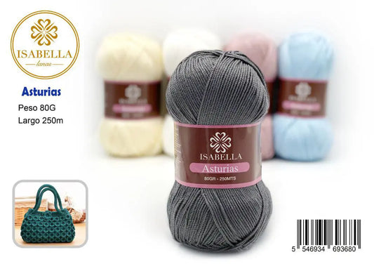 Hilo Isabella Asturias 80g para Proyectos de Tejido ISABELLA 纱线