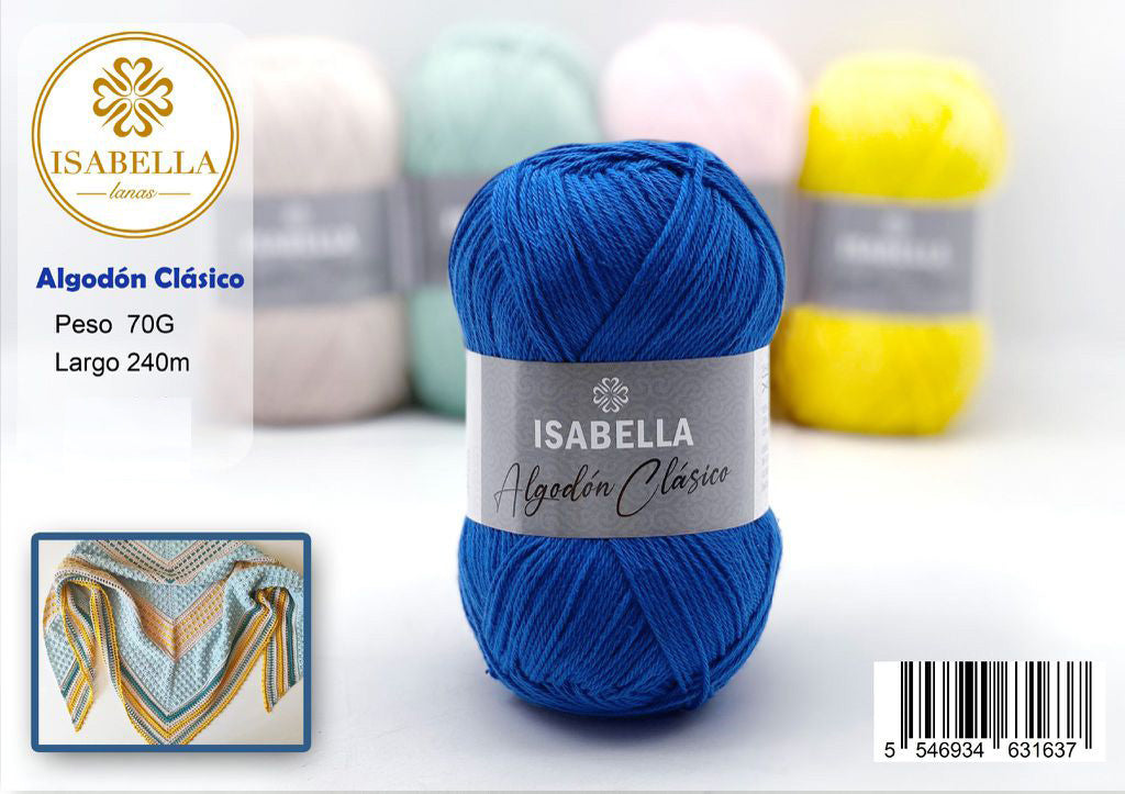 OVILLO DE ALGODÓN CLÁSICO ISABELLA 70G