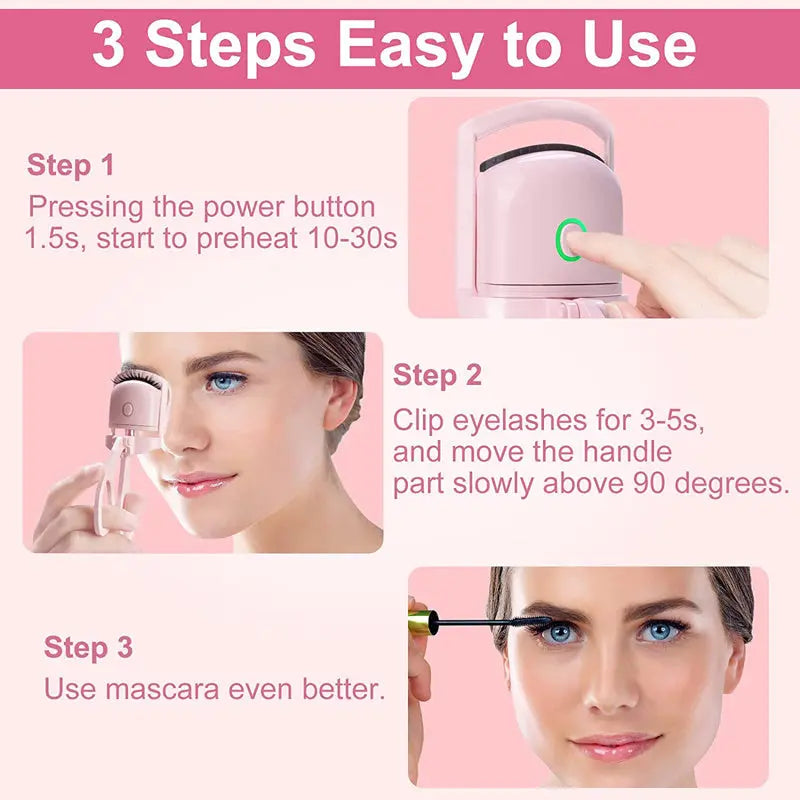 Eyelash Curler Portable Electric Heated Comb Eye Lash Long Lasting Eyelashes Curls Thermal Eyelash Curler Makeup Tools Heated Eyelash Curlers,Rechargeable Electric Eyelash Curler,Handheld Eyelash Heat Melissa