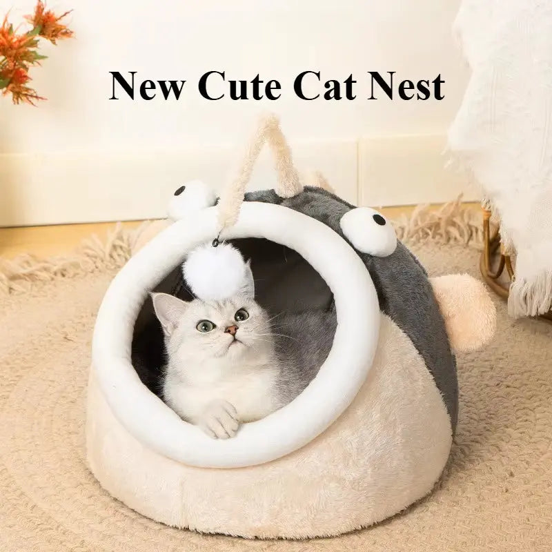 Cómoda Cama Para Gatos Semicerrada Para Invierno, Bonita Casa Para Gatos Para Todas Las Estaciones, Suministros Para Mascotas, Casa Para Perros, Accesorios Para Mascotas, Suministros Para Mascotas