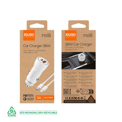 CARGA RÁPIDA PARA COCHE PD3.0 38W + PD Lightning