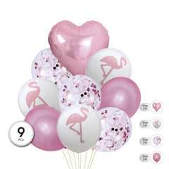 SET DE GLOBOS MYLAR Y LATÉX FLAMENCO 9PCS