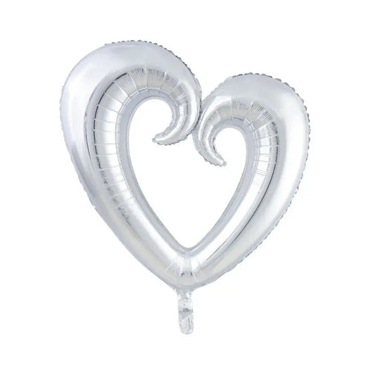 GLOBO FOIL CORAZON PLATA HUECO 100X108CM XOCO 2