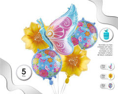 SET DE GLOBOS MYLAR MARIPOSA 5PC