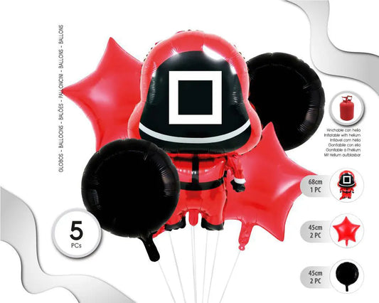 SET DE GLOBOS MYLAR RED BOY 5PC XOCO 1