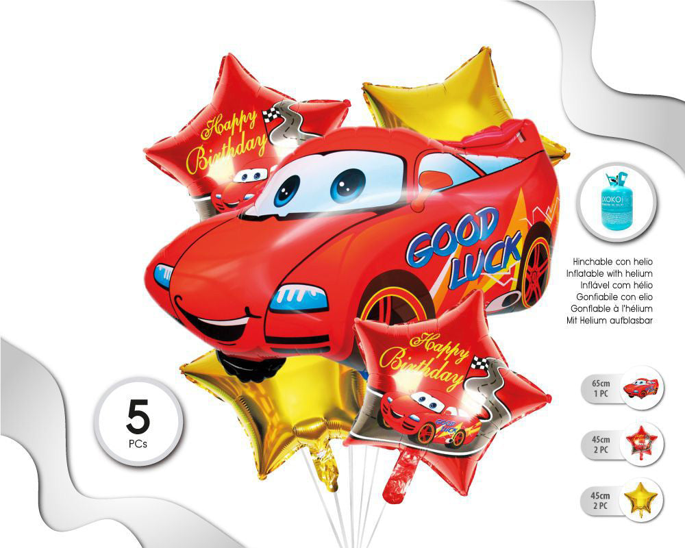 SET DE GLOBOS MYLAR COCHE 5PC