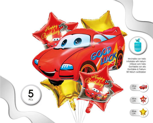 SET DE GLOBOS MYLAR COCHE 5PC XOCO 1