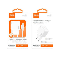 ADAPTADOR CARGA RÁPIDA PD3.0 20W +CABLE PD Lightning 1.2M