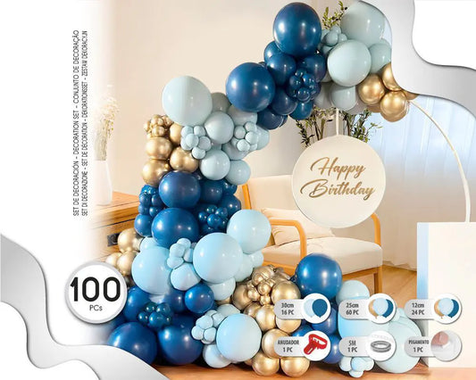 SET DE GLOBOS BLUE GOLD 100PS XOCO