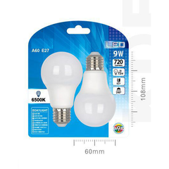 LED ESTANDAR A60 9W E27 LUZ FRIA 2PCS