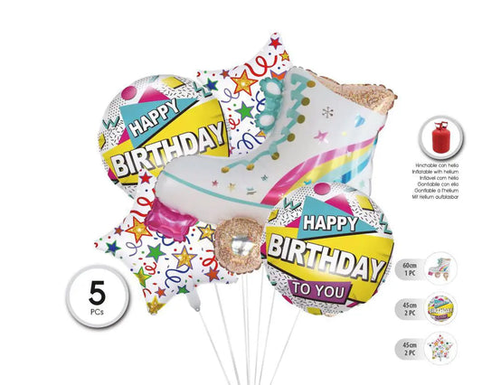 SET DE GLOBOS MYLAR PATINES 5PC XOCO 1