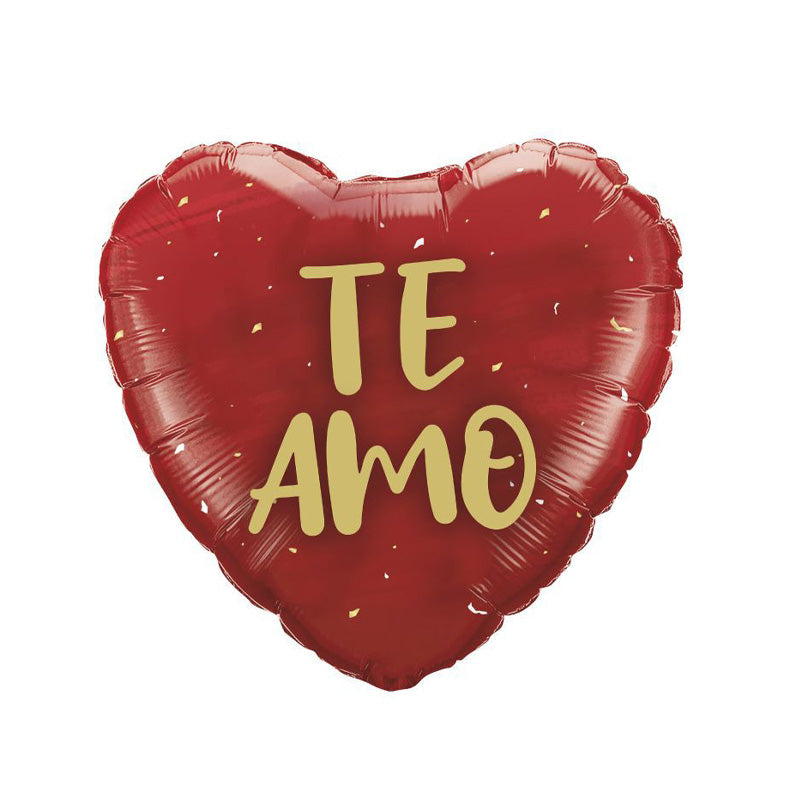 GLOBO FOIL CORAZON ROJO MENSAJE TE AMOR 45CM