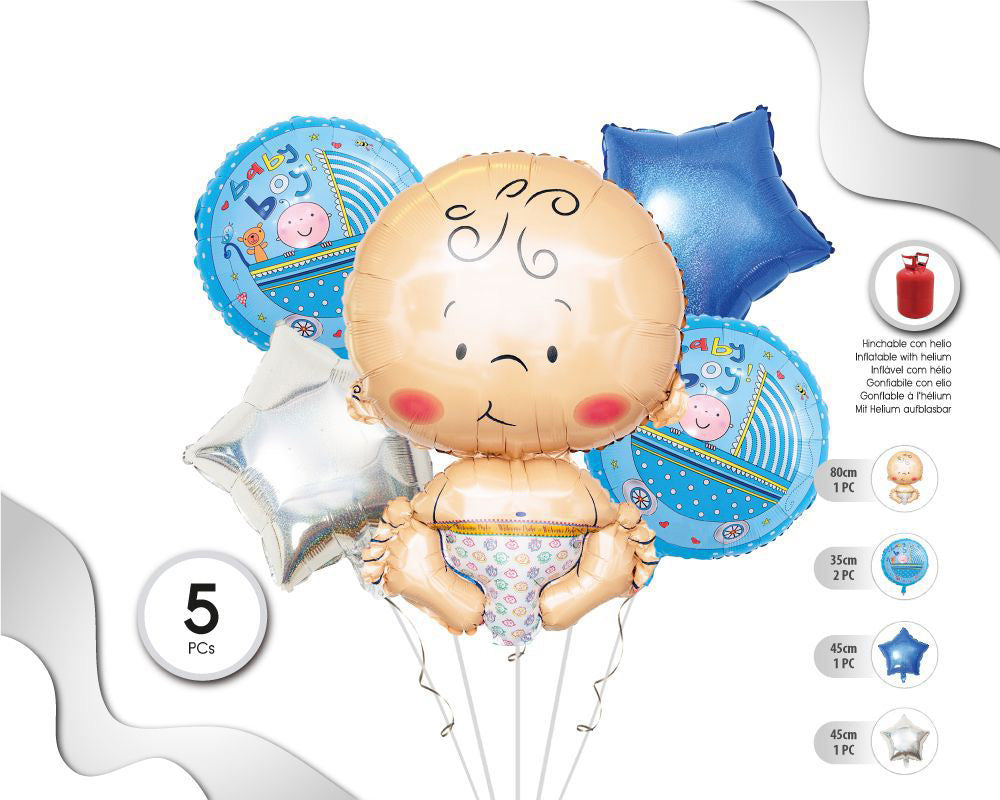 SET DE GLOBOS MYLAR BABY BOY 5PC