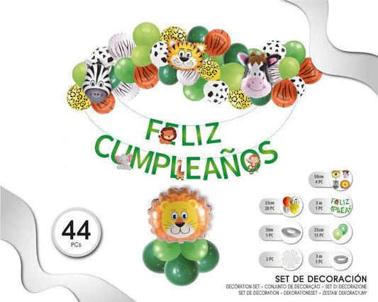 SET DE GLOBOS TEMATICO JUNGLA 40PC XOCO