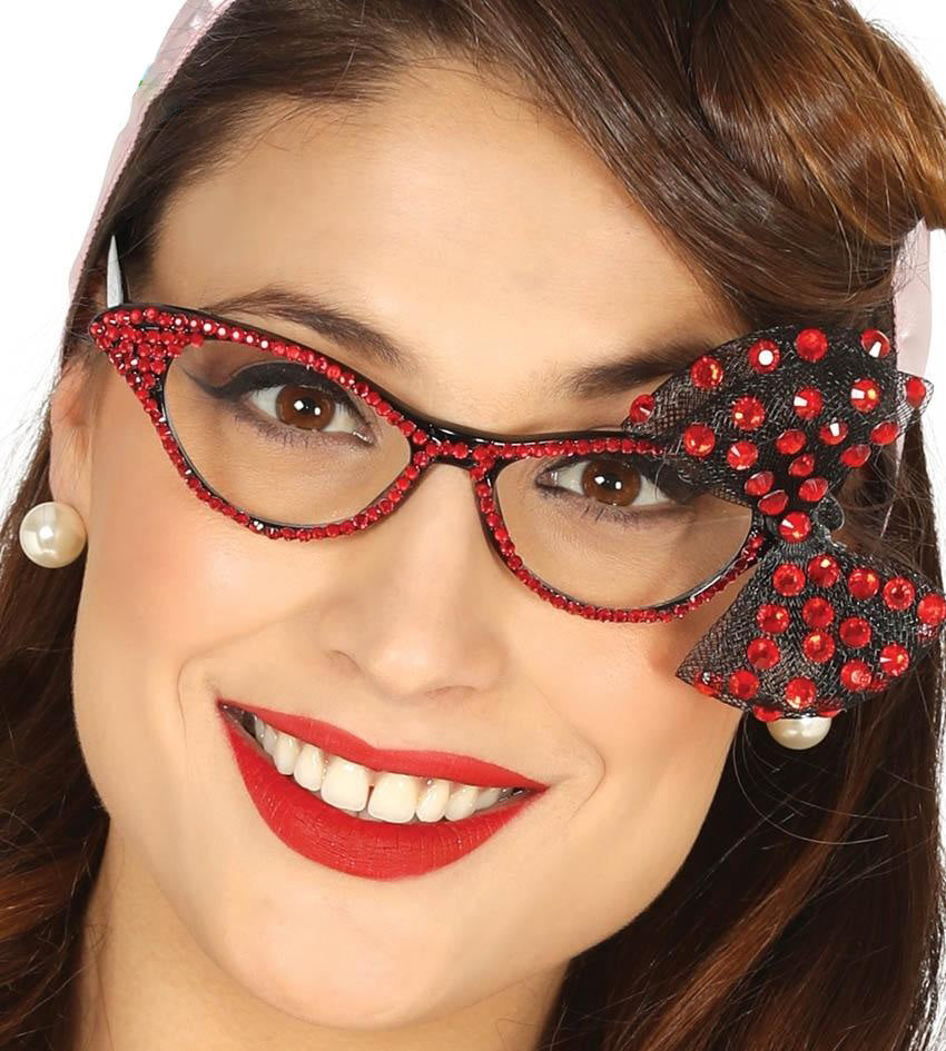 GAFAS AÑOS 50 CON LAZO ROJO