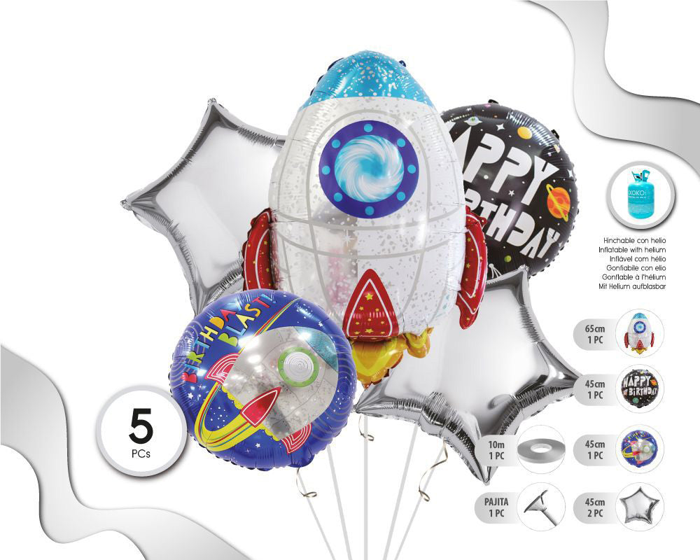 SET DE GLOBOS MYLAR SPACE 6PC