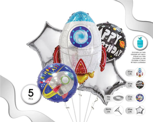 SET DE GLOBOS MYLAR SPACE 6PC XOCO 1