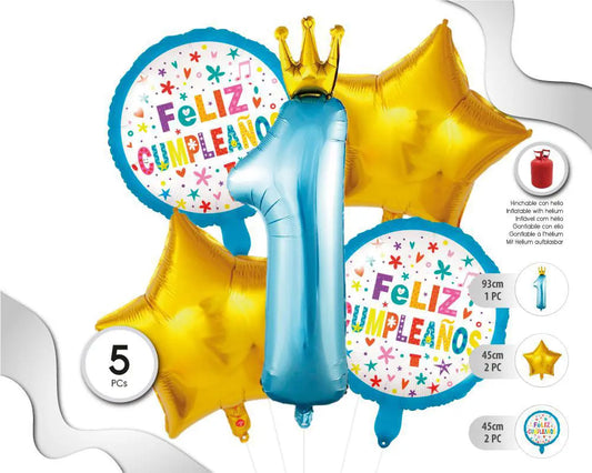 SET DE GLOBOS MYLAR LA PRINCIPE DIGITAL 5PC XOCO 1