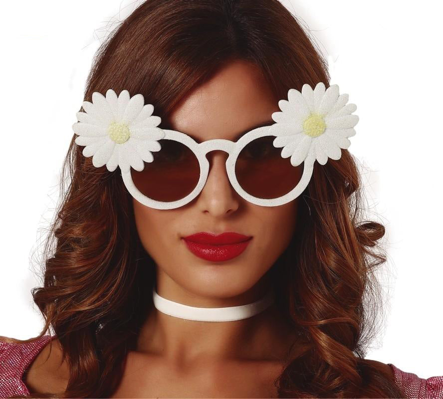 GAFAS BLANCAS CON MARGARITAS