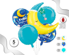 SET DE GLOBOS MYLAR BEBE LUNA 5PC