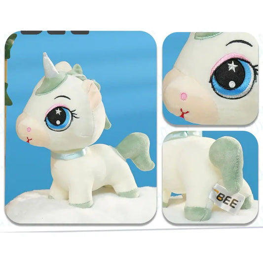 PELUCHE UNICORNIO OJOS GRANDE 25CM CRUDO BEE 阿忠