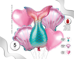 SET DE GLOBOS MYLAR SIRENA 5PC