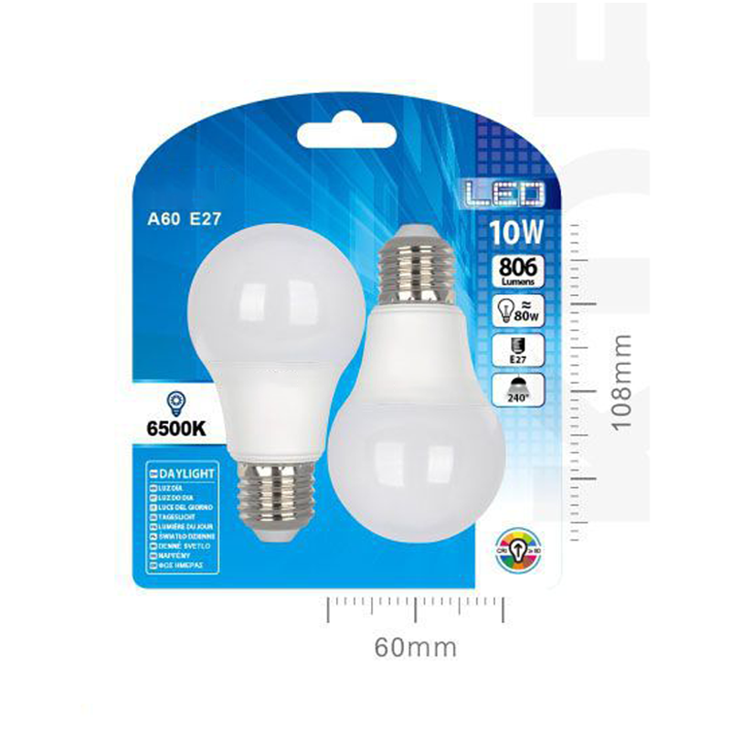 LED ESTANDAR A60 10W E27 LUZ FRIA 2PCS