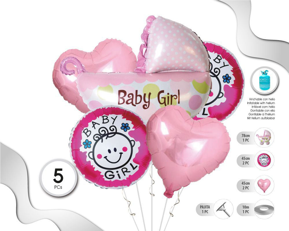 SET DE GLOBOS MYLAR BABY SHOWER 6PC