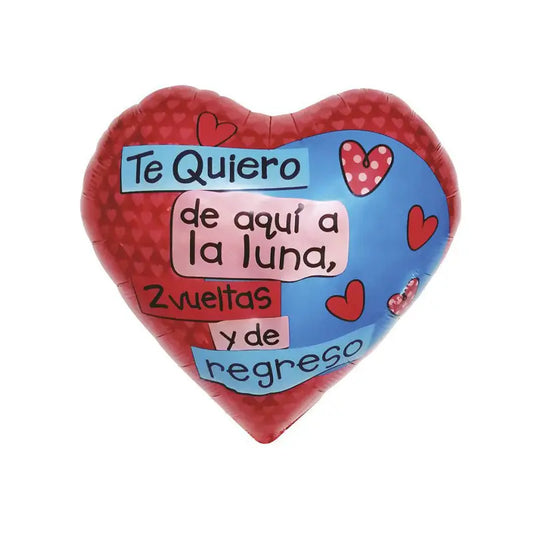 GLOBO FOIL CORAZON ROJO Y AZUL MENSAJE TE QUIERO 45CM XOCO 2