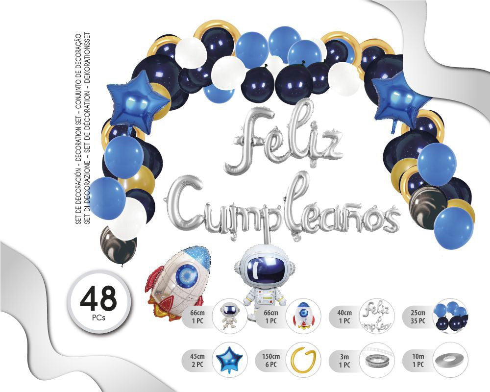 SET DE GLOBOS TEMATICO ESPACIO 46PC