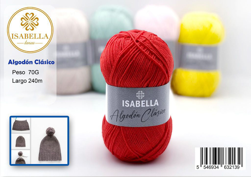 OVILLO DE ALGODÓN ISABELLA CLÁSICO DE 70G