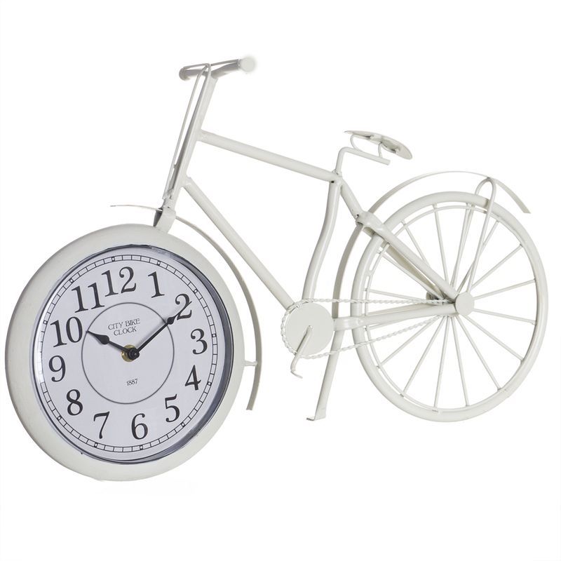 RELOJ FORMA BICI CREMA