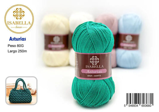 Ovillo de Hilo Isabella Asturias 80g de Alta Calidad ISABELLA 纱线