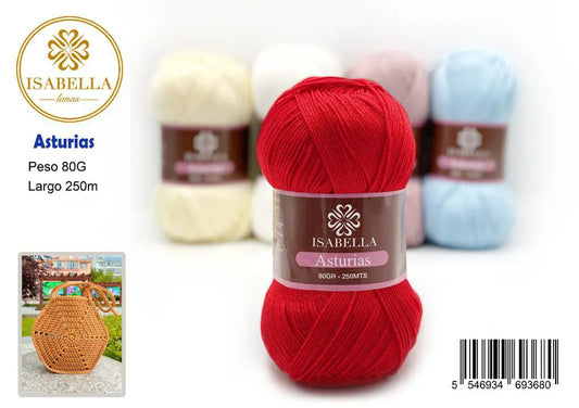 Ovillo de Hilo Isabella Asturias 80g - Suavidad y Resistencia ¡Crea Prendas Únicas! ISABELLA 纱线