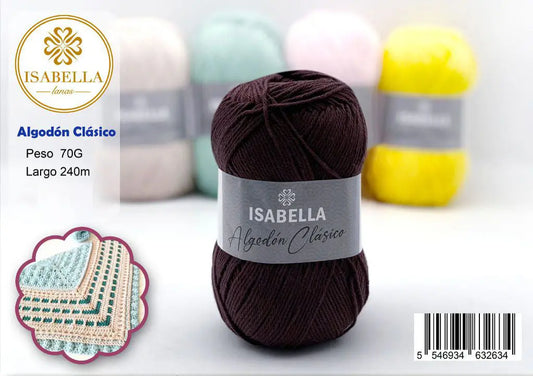 OVILLO ISABELLA ALGODON CLASICO 70G - ¡Descubre la belleza y calidad del ovillo de Algodón Clásico Isabella de 70g! ISABELLA 纱线